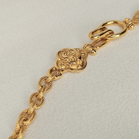 CHANEL Rare Gripoix Coco Mark 96A Gold Chain Necklace Black - Picture 13 of 17